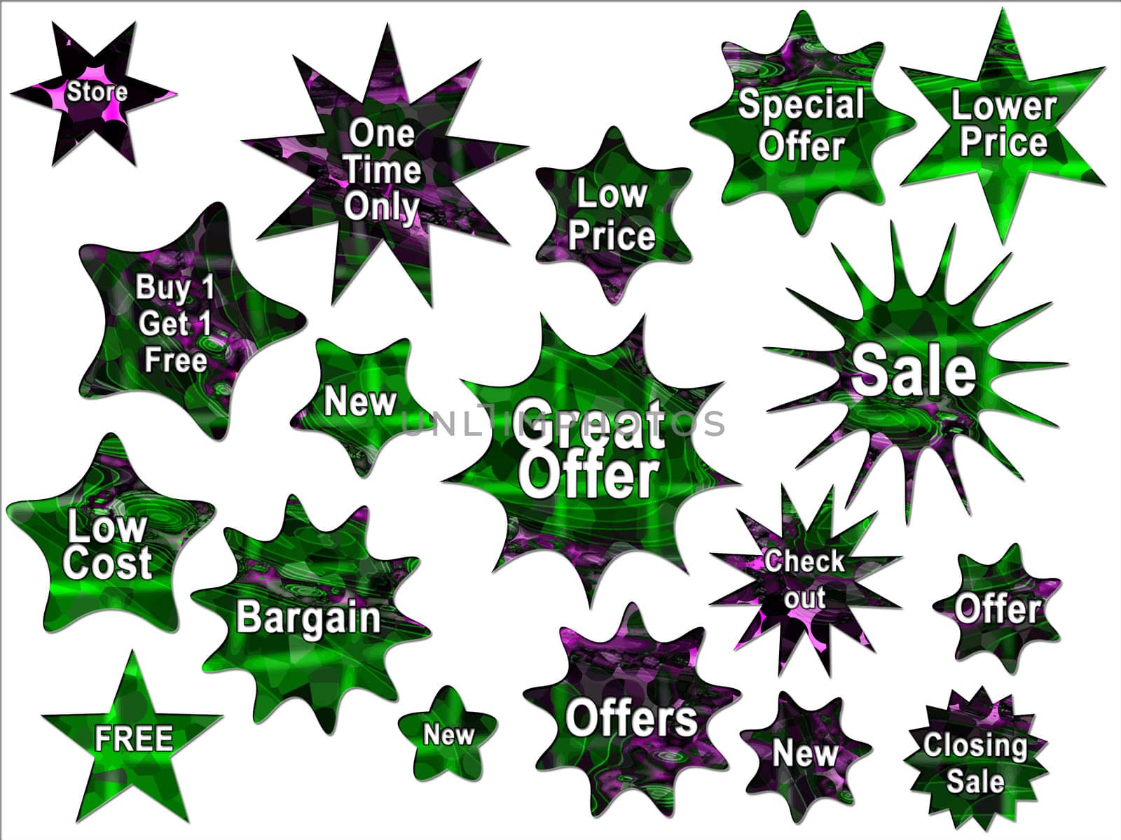 Green and Purple Special Offer Sale Stickers for Website by bobbigmac