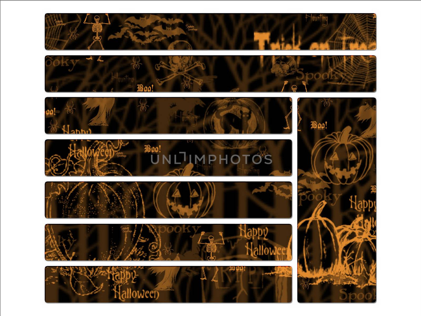 Black and orange Halloween Website Navigation Buttons Interface