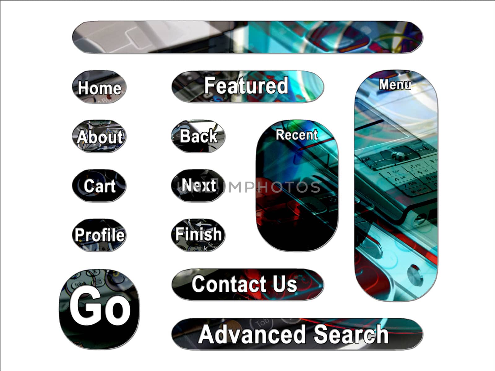 Dark PDA Mobile Cellphone Web Interface Site Buttons
