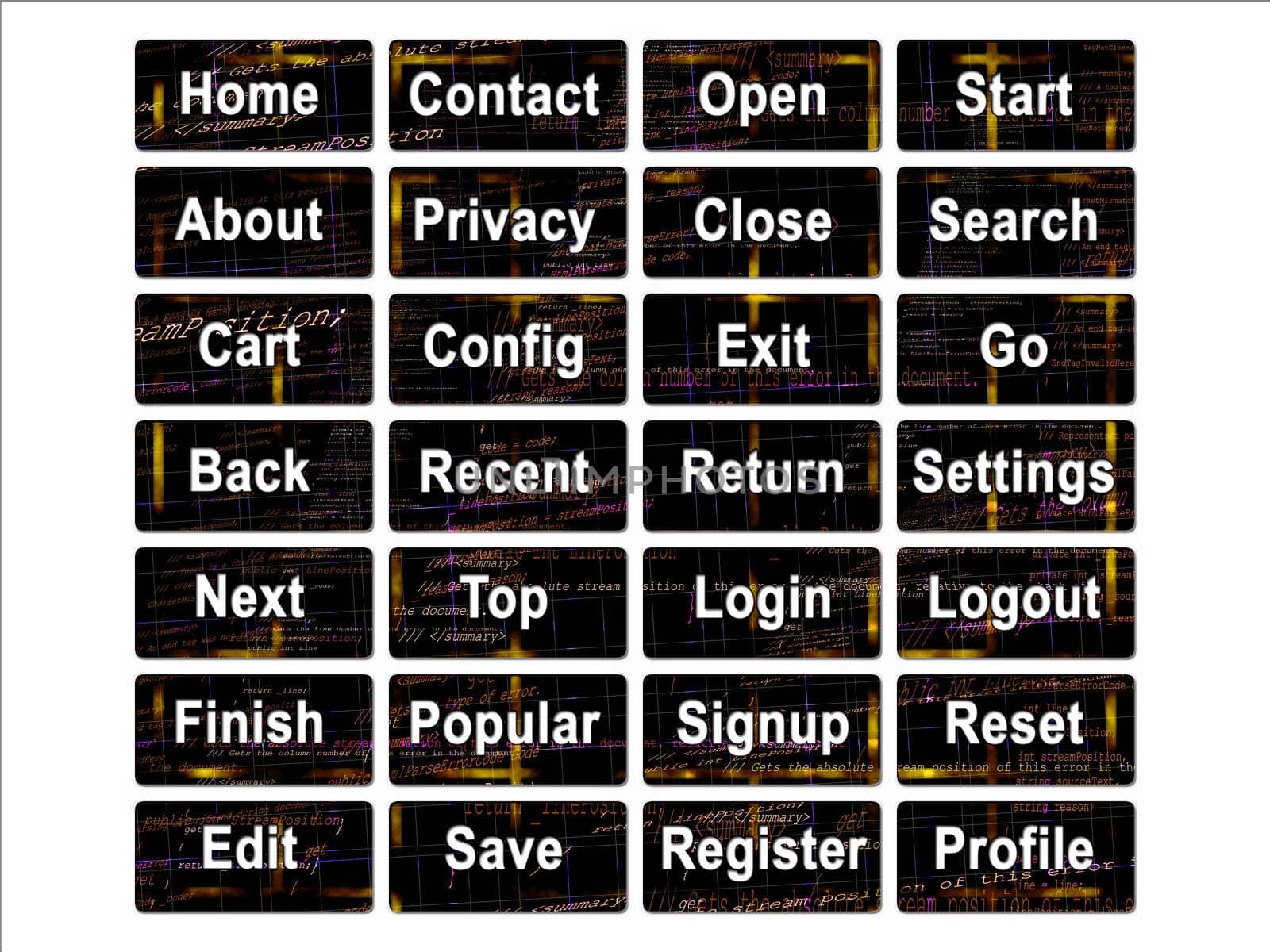 Orange and Yellow Programming Code Source Website UI interface buttons