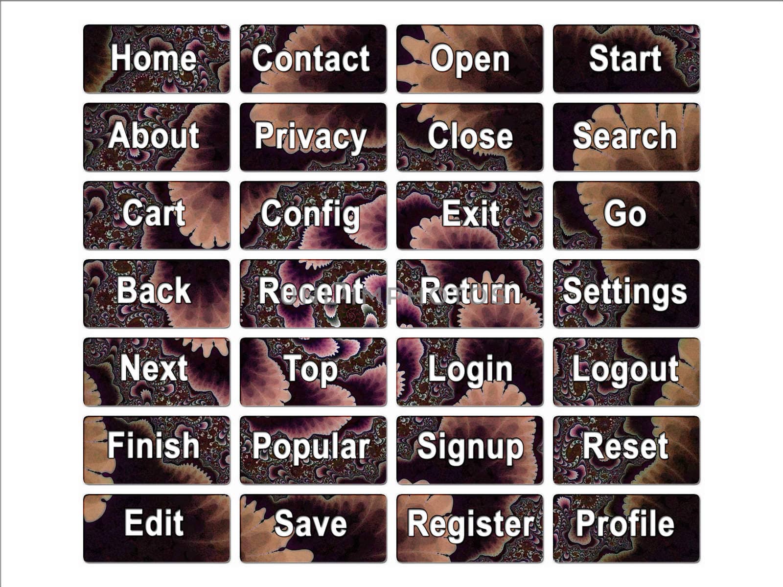 Retro 50s Style Brown Website Navigation Buttons Layout
