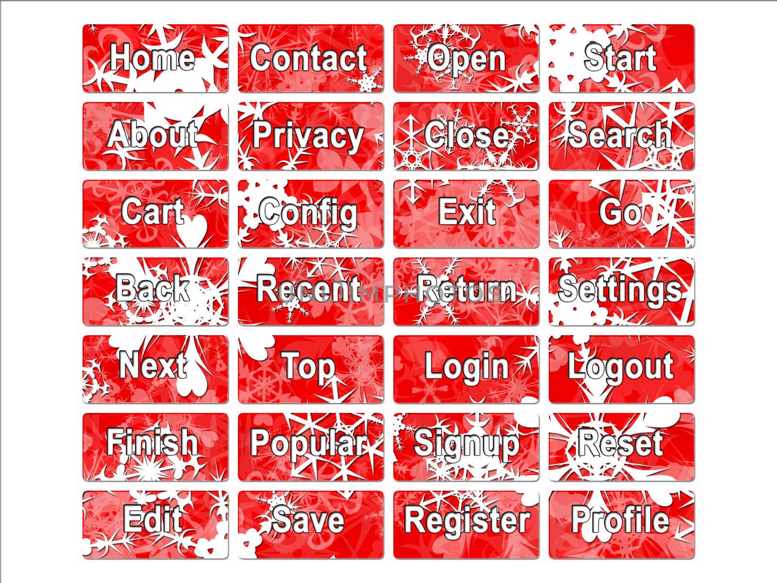 Christmas or festive season website navigation buttons with snow by bobbigmac