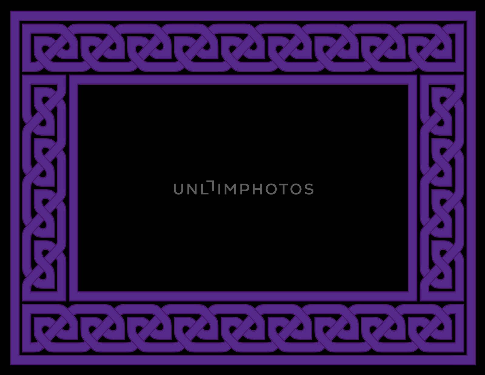 A Celtic knot frame in purple with black background, JPG version.