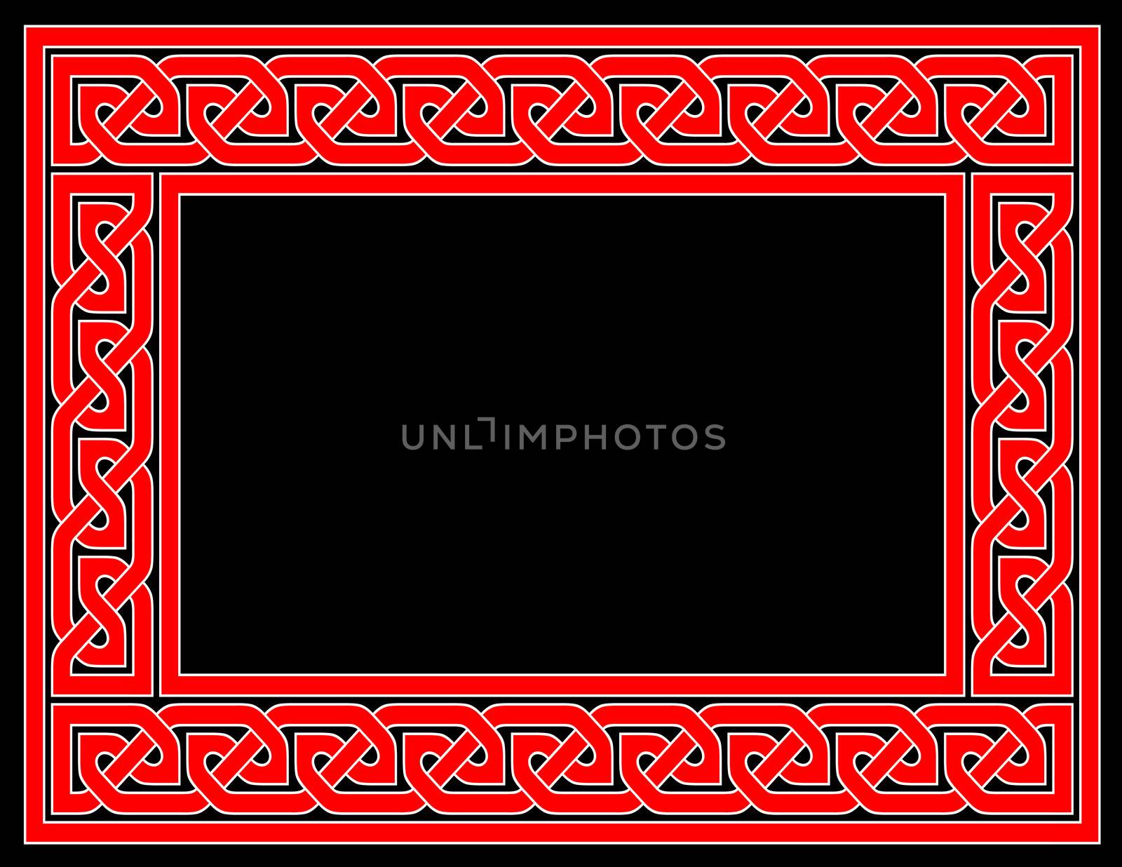 A red Celtic knot frame with black background, JPG version.
