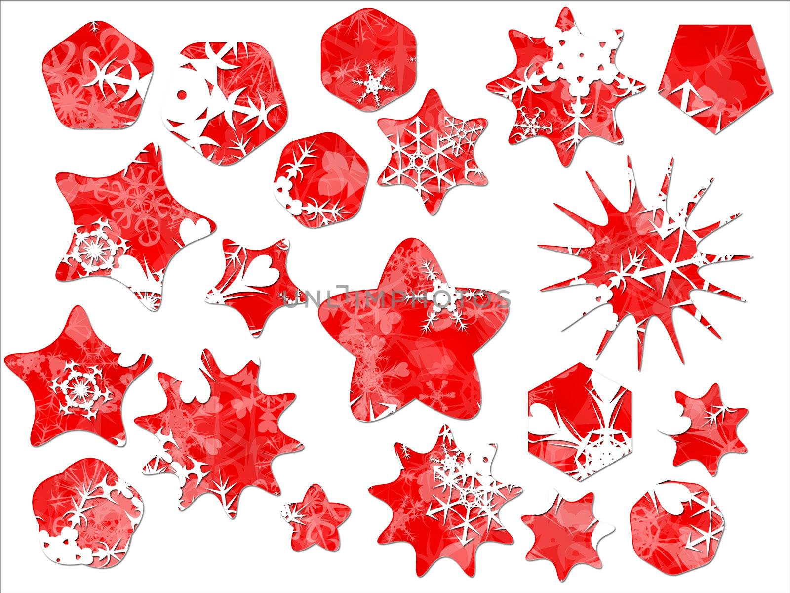 Christmas Snow Snowflakes on Red Special Offer Holiday Sales Stickers Star Shaped