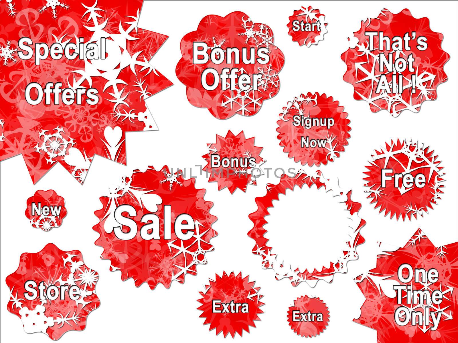 Christmas Snow Snowflakes on Red Special Offer Holiday Sales Sti by bobbigmac