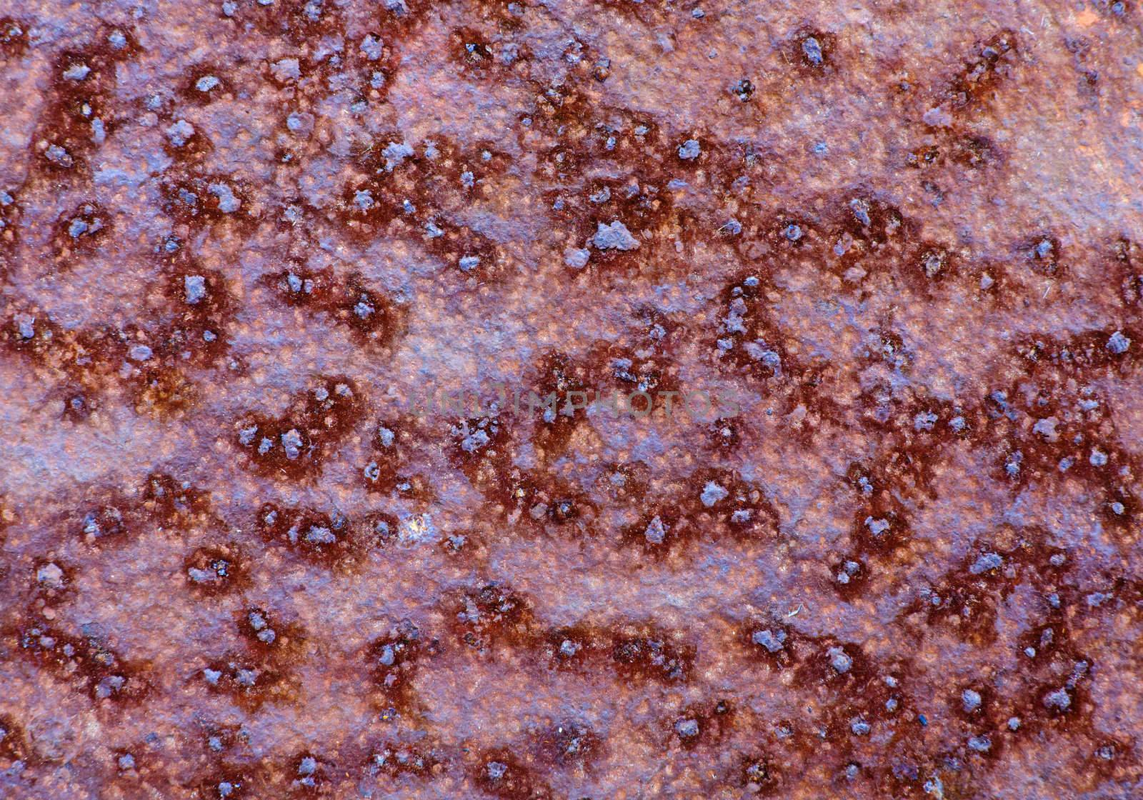 Surface of an old, rusty, brown, metal wall