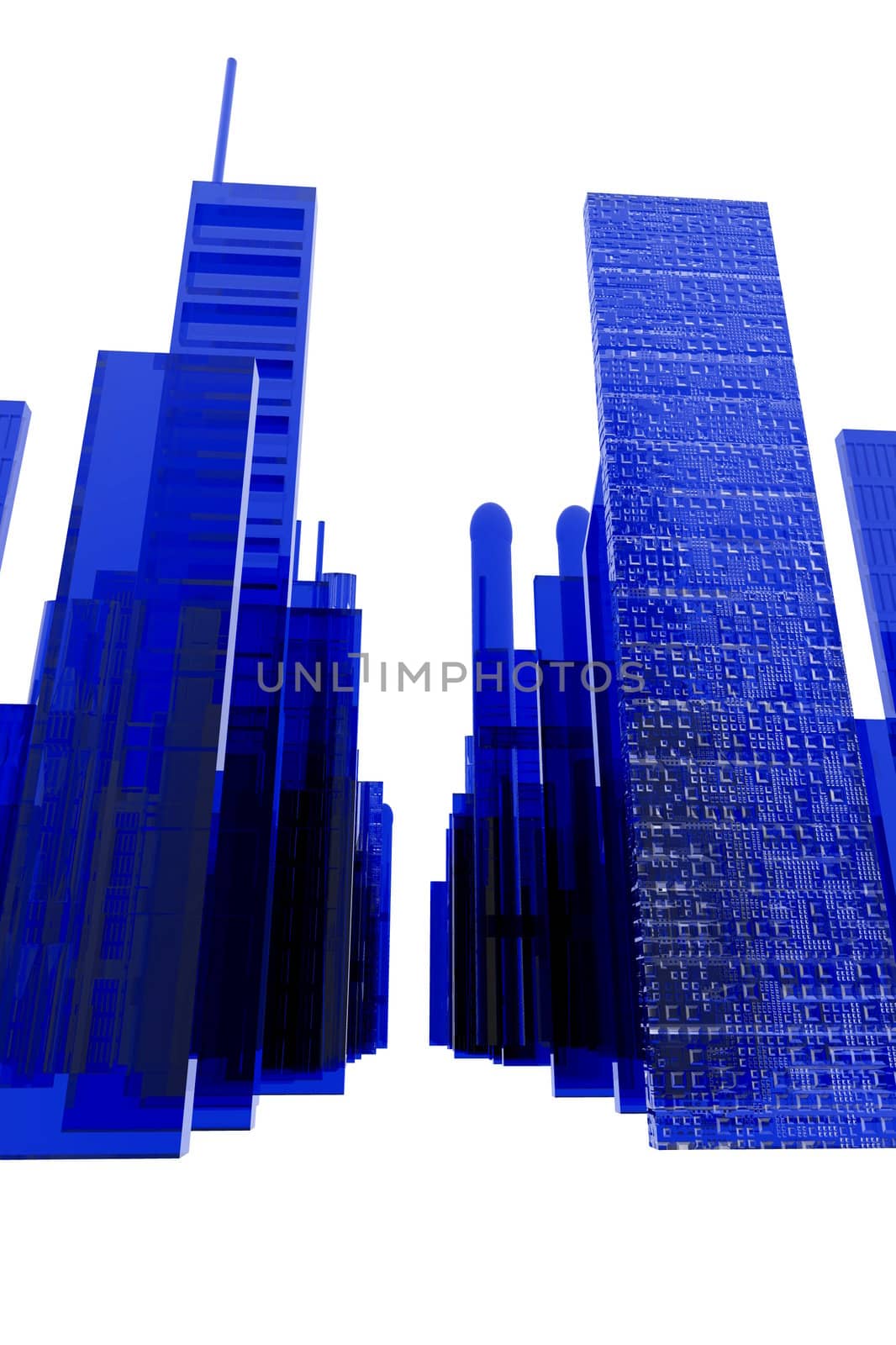 An illustration of a cityscape on a white background.