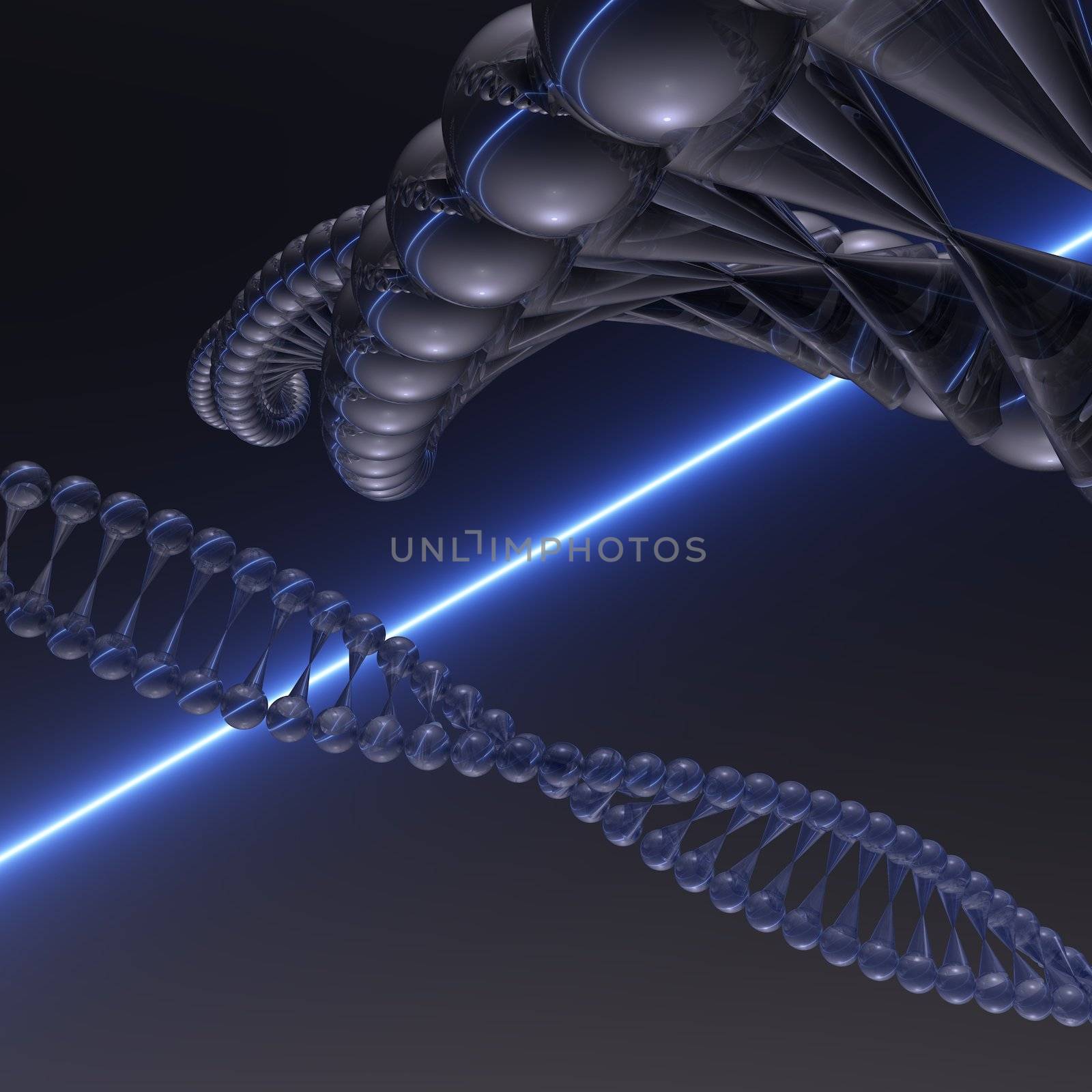 An abstract computer rendered image of DNA.