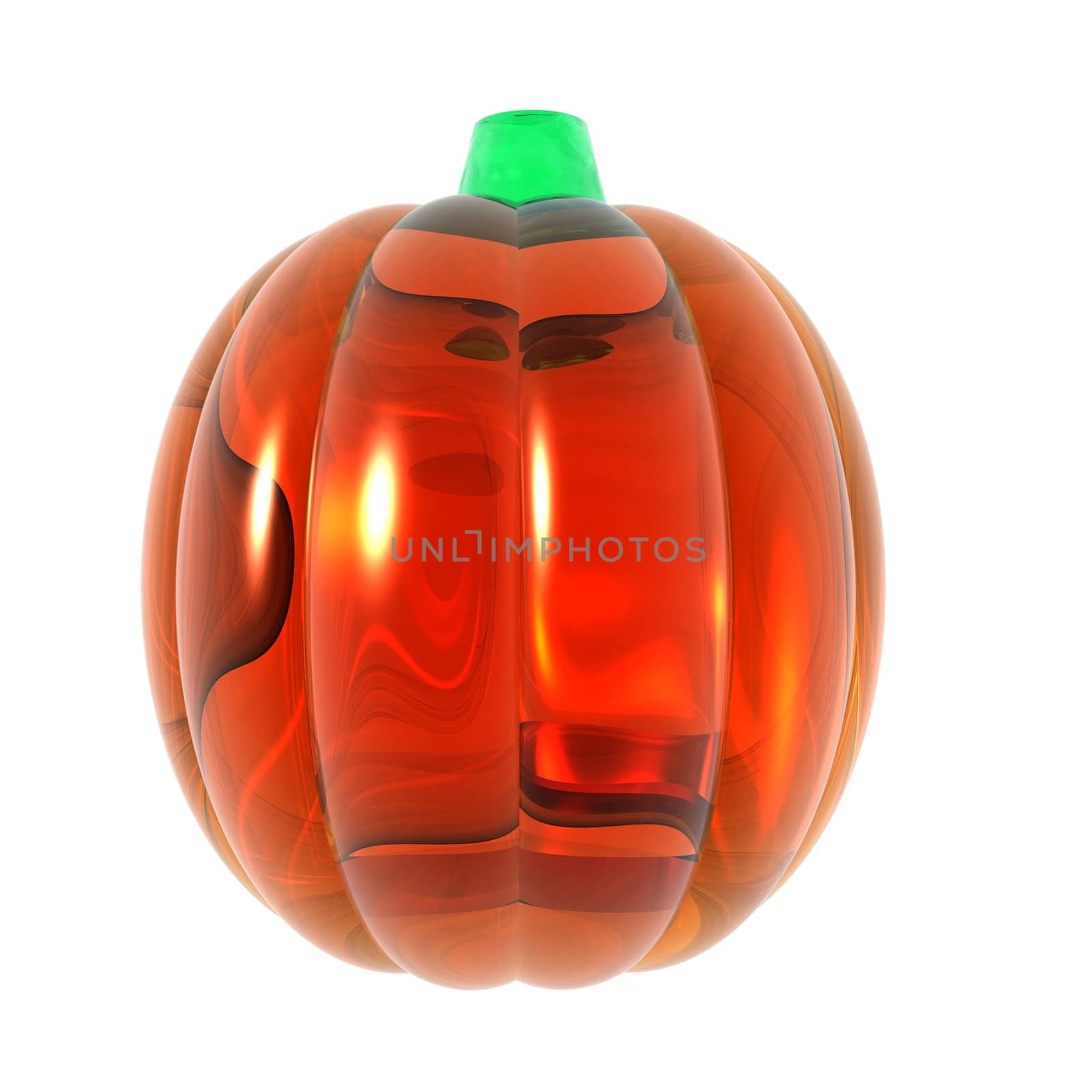 An illustration of a pumpkin made of glass on a white background.