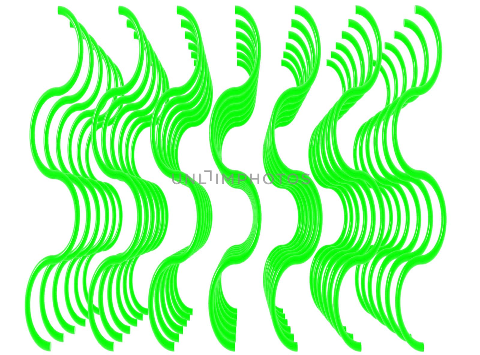 An illustration of a green wavy line background.