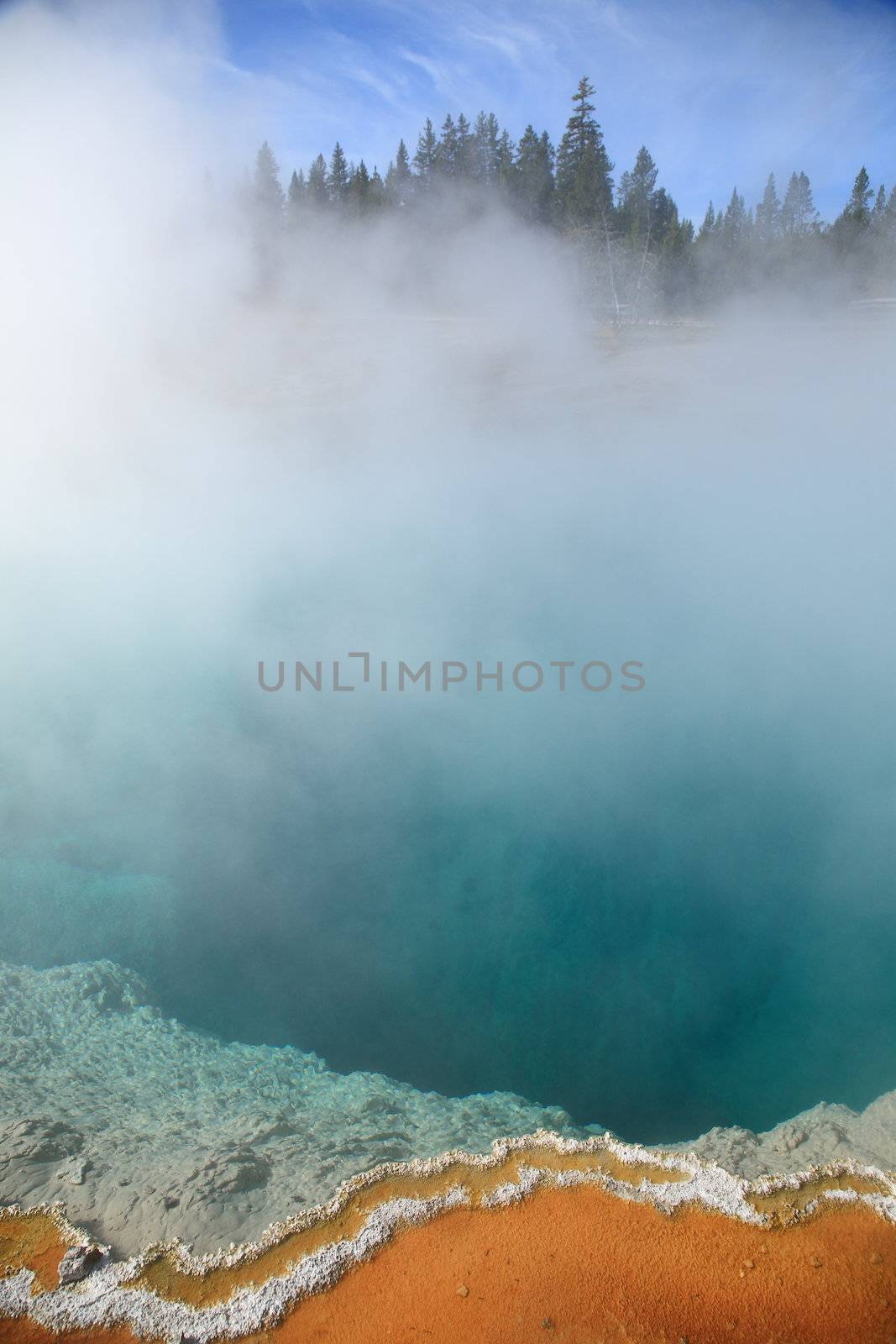 Steamy, boiling water in West Thumb Geyser Basin