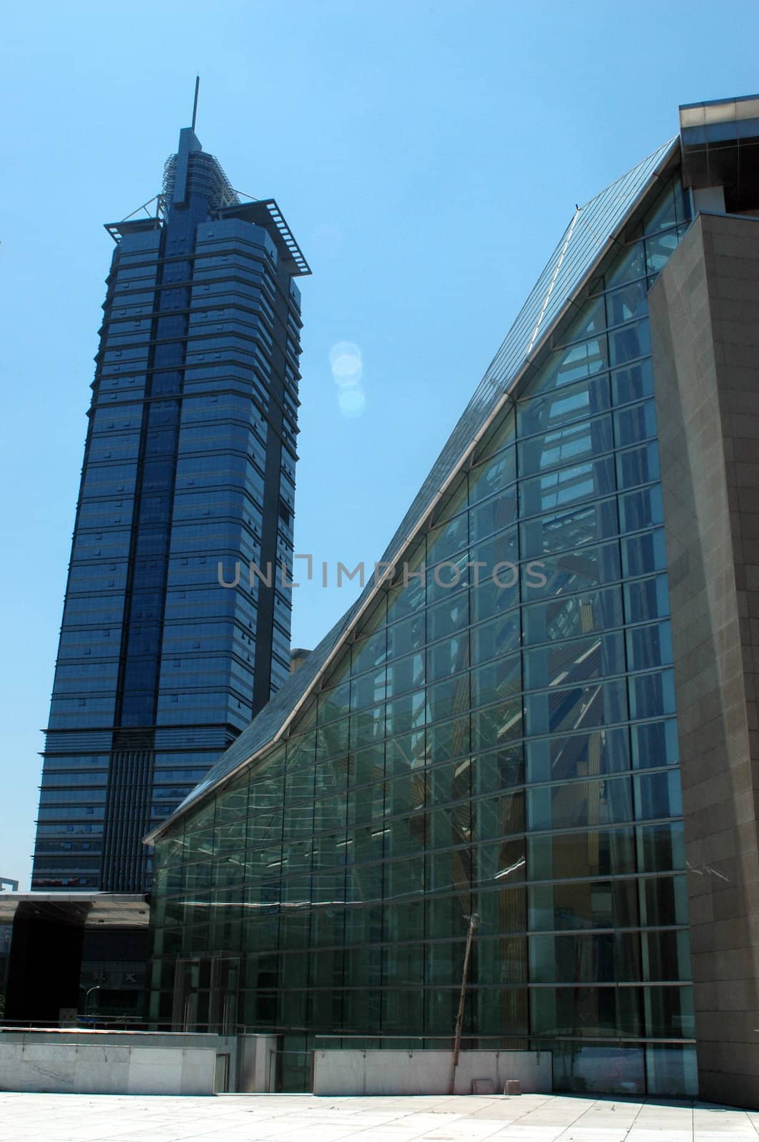 China, Guangdong province, Shenzhen city. Modern Chinese skyscrapers, office buildings in Futian district.