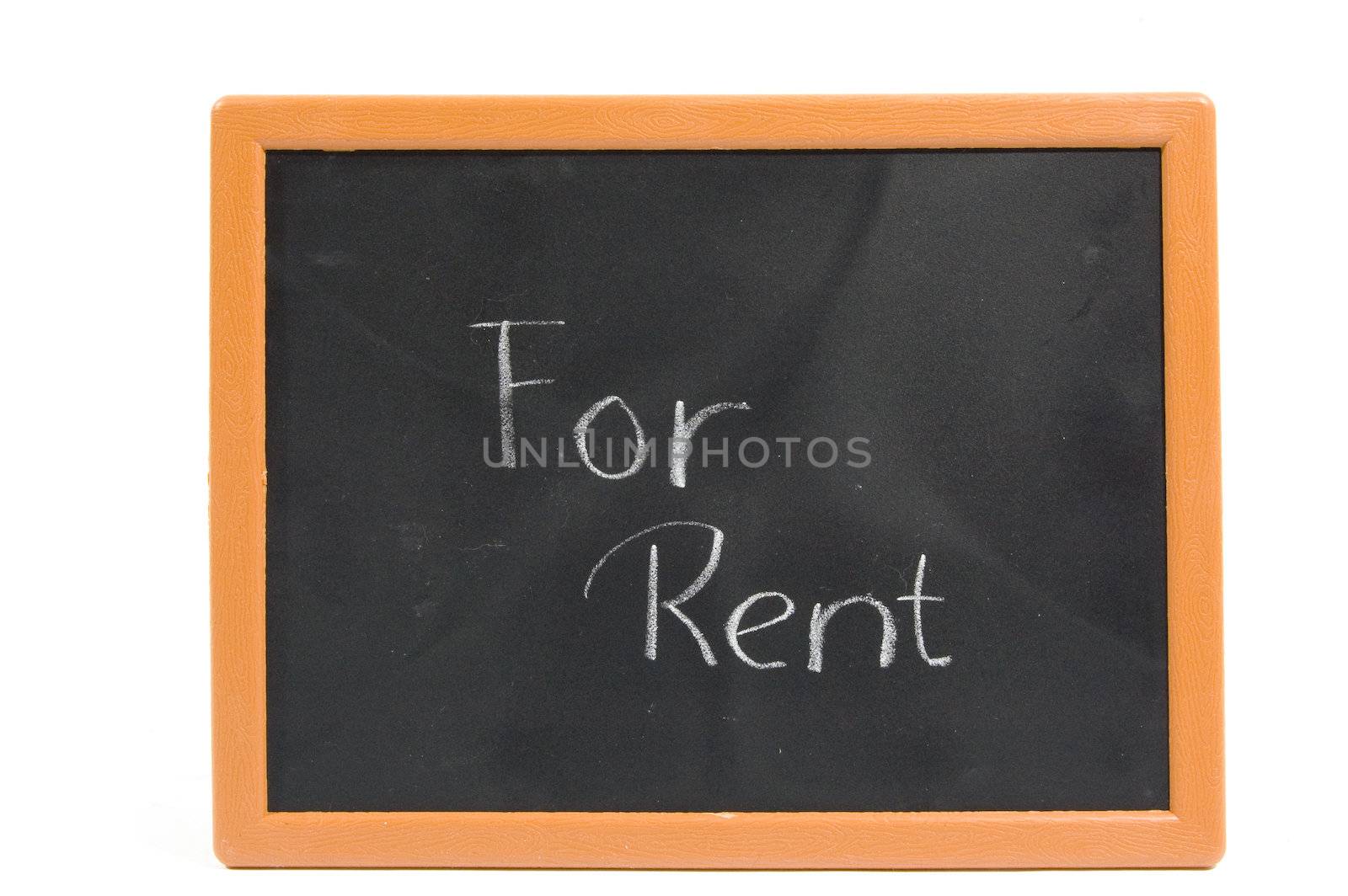chalkboard with the text for rent isolated on white
