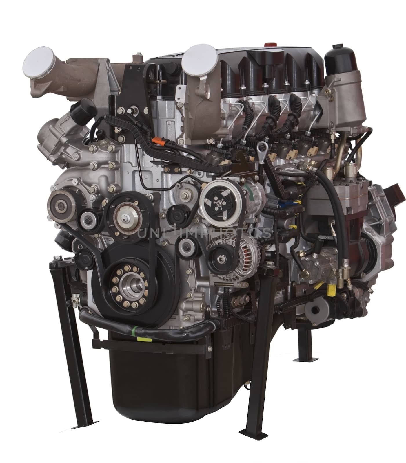 Car engine isolated against a white background.