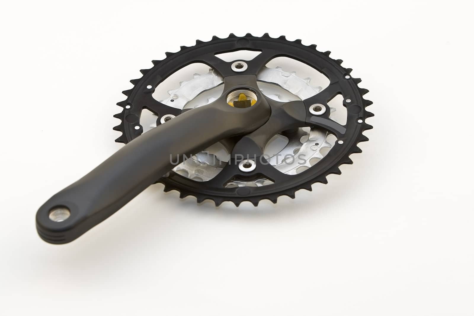 High performance crankset isolated against a white background.Shot with Canon 70-200mm f/2.8L IS USM