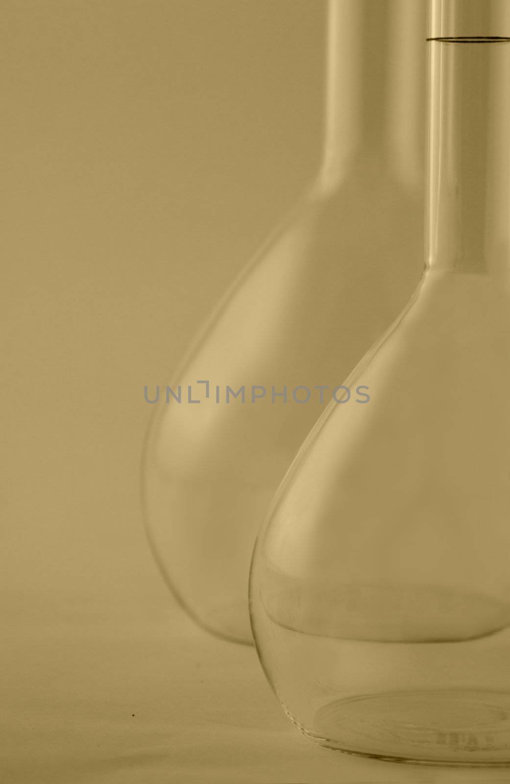 Laboratory flask in a sepia tones.