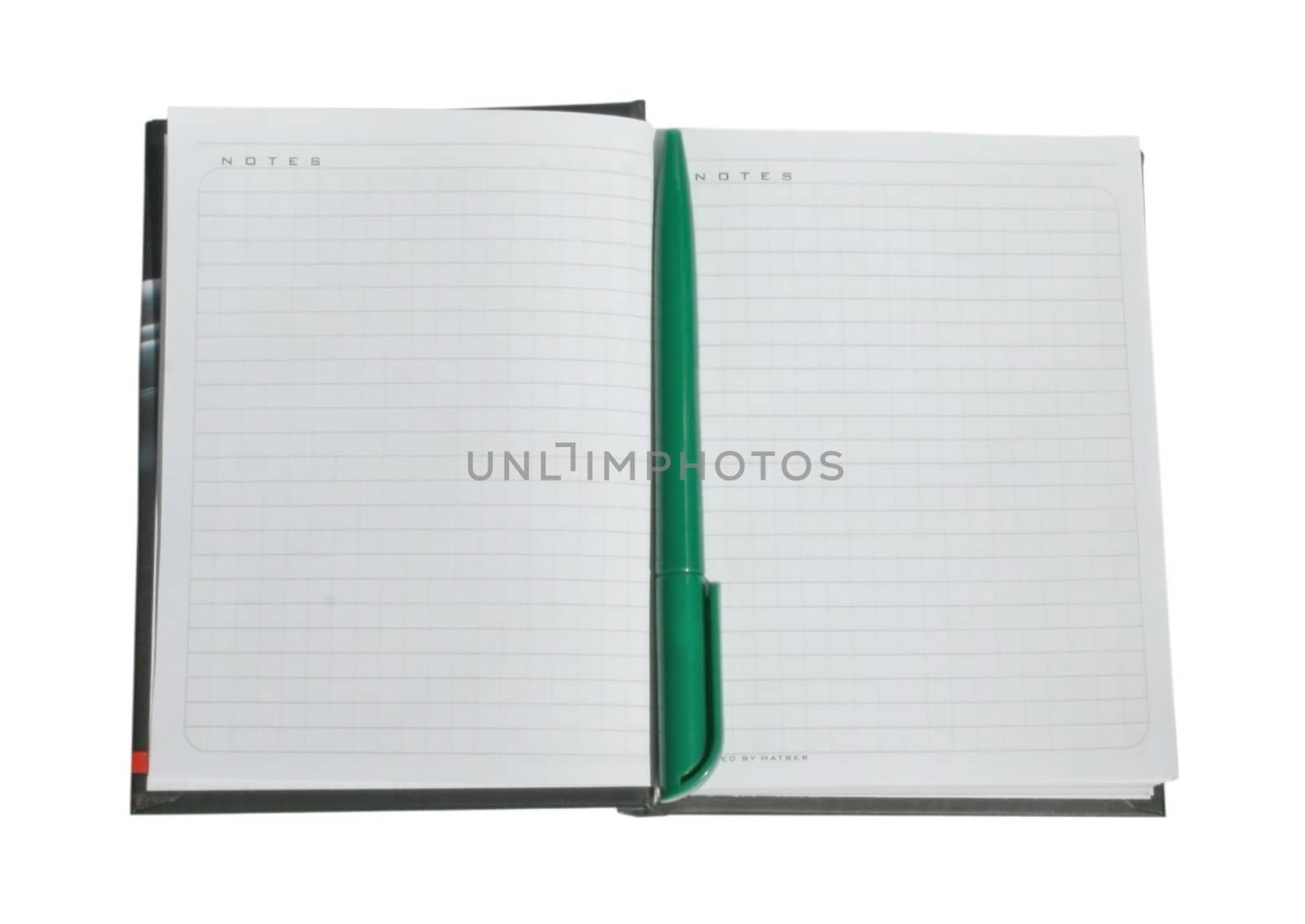 Notebook on a white background.