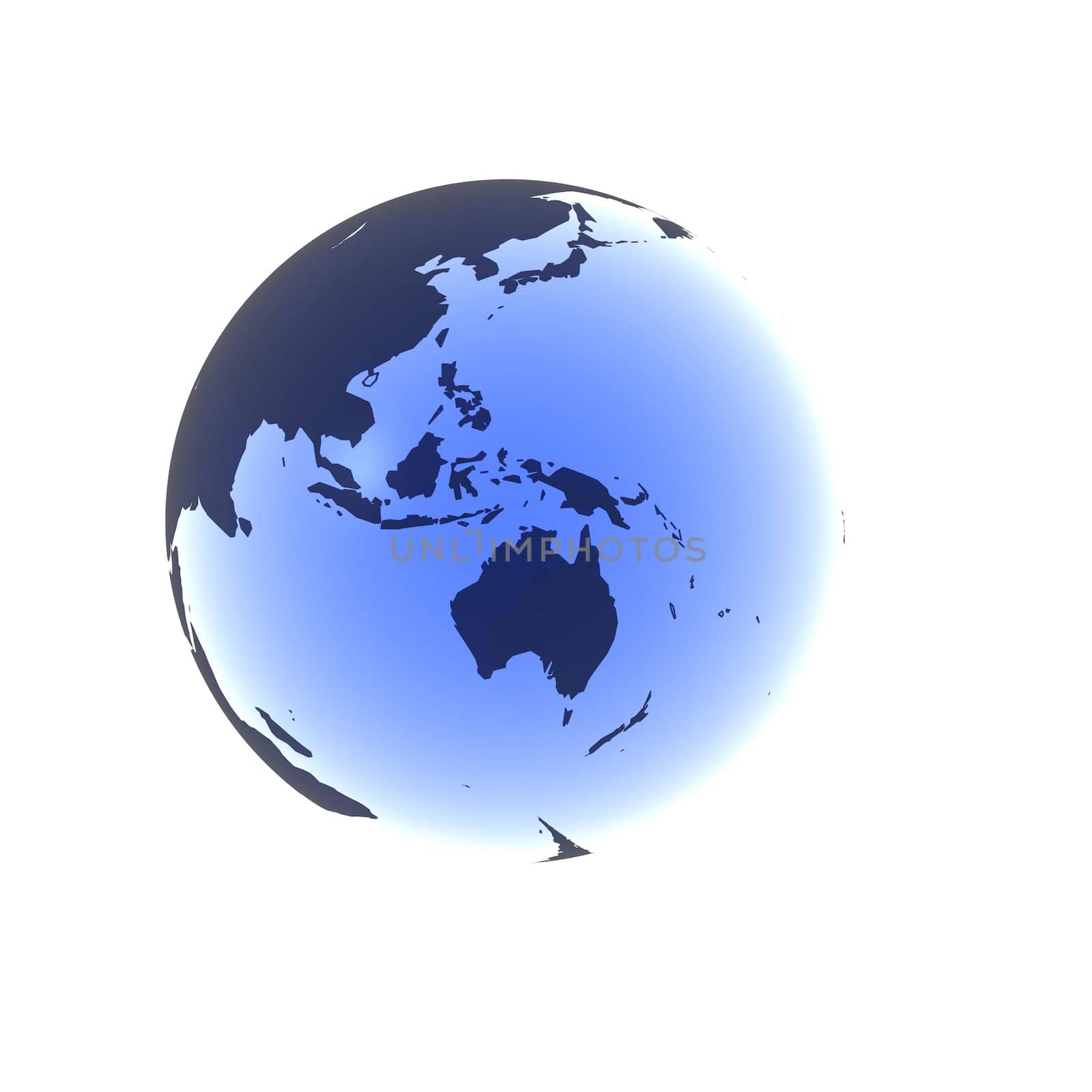 A globe with Australia rendered in a soft blue gel.