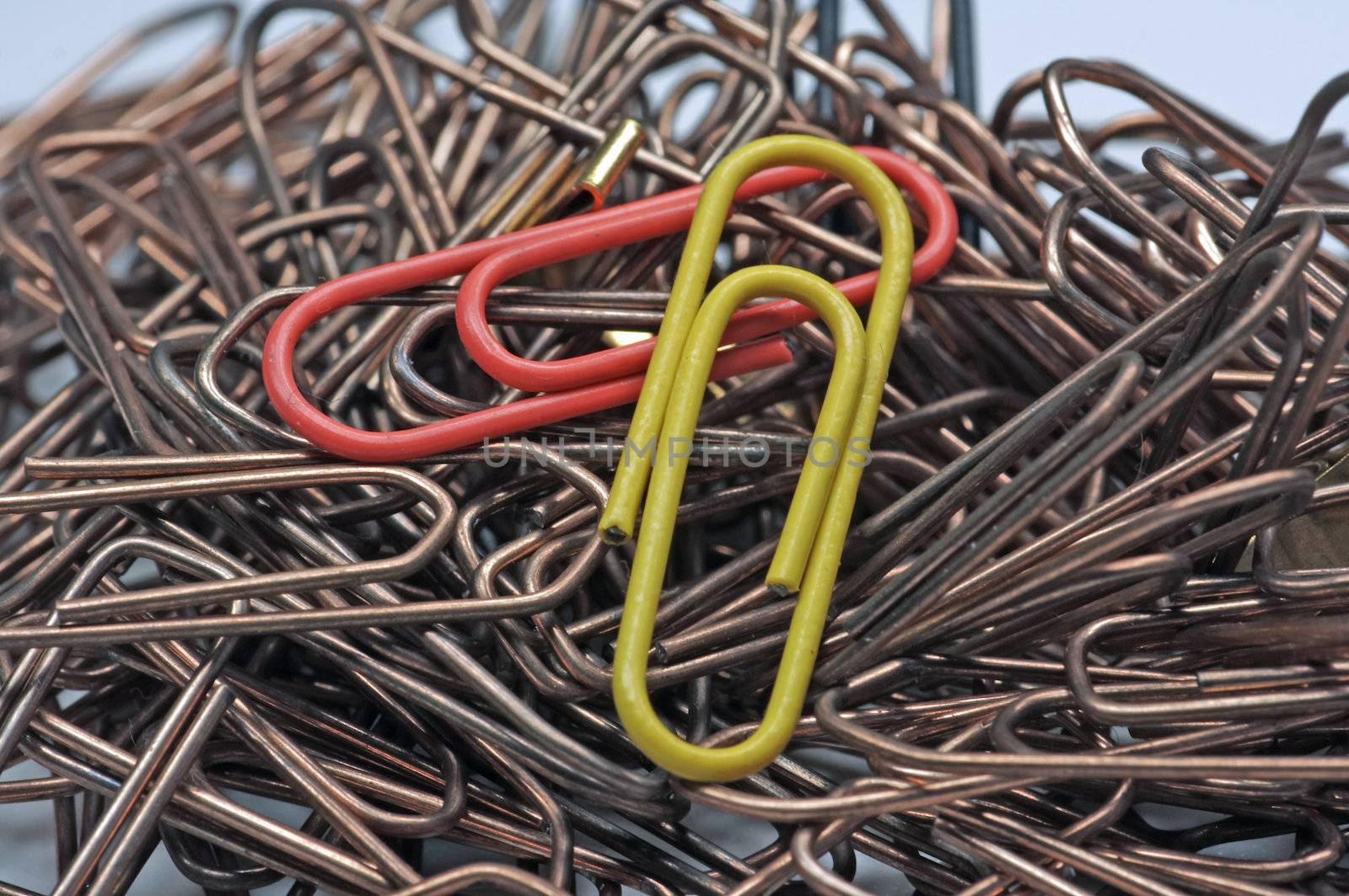 a lot of coloured paper clips