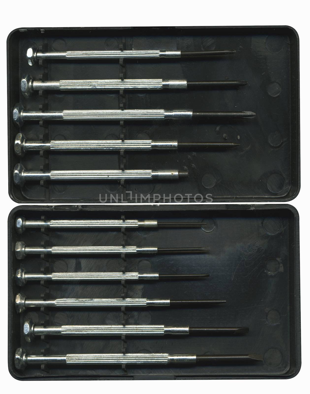 Set of professional screw-drivers and nozzles