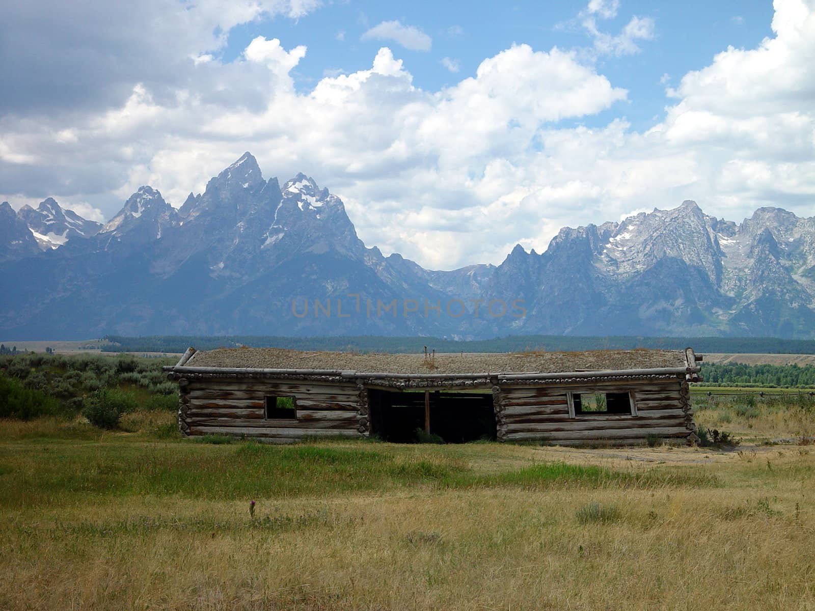 An old settlers home in the Teton Range.