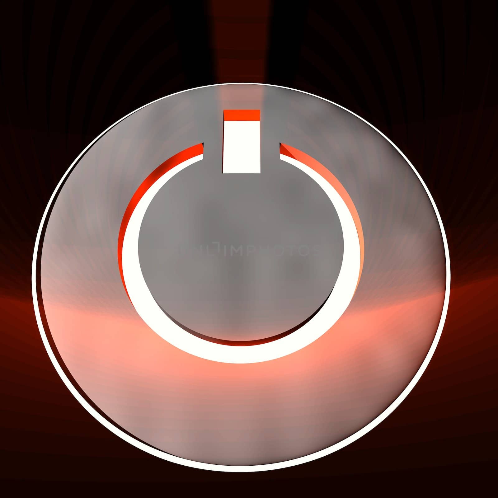 An electronic devices power button glowing red.