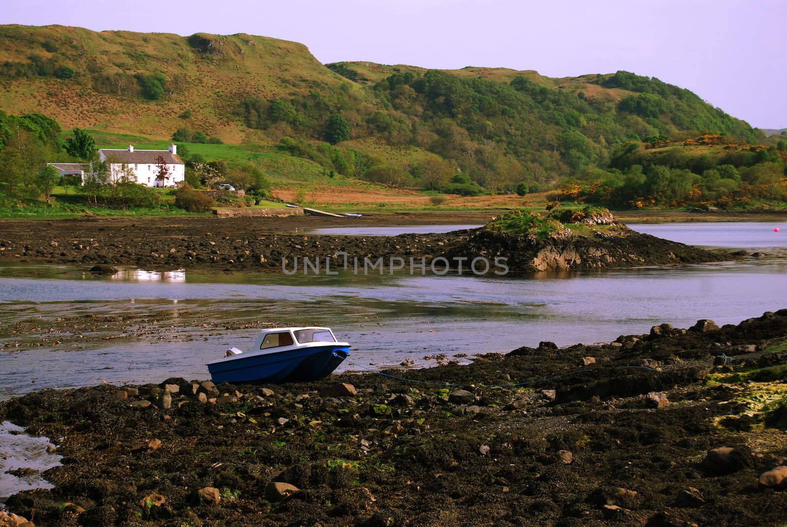beautiful scenery at the Isle of Seil looking over to scottish mainland