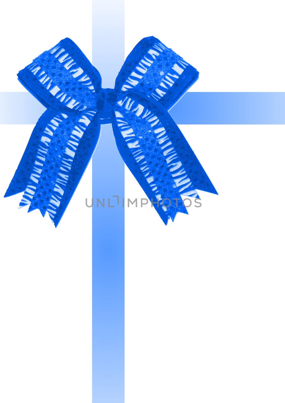 A blue bow and ribbons wrapping the image as if it were a gift.