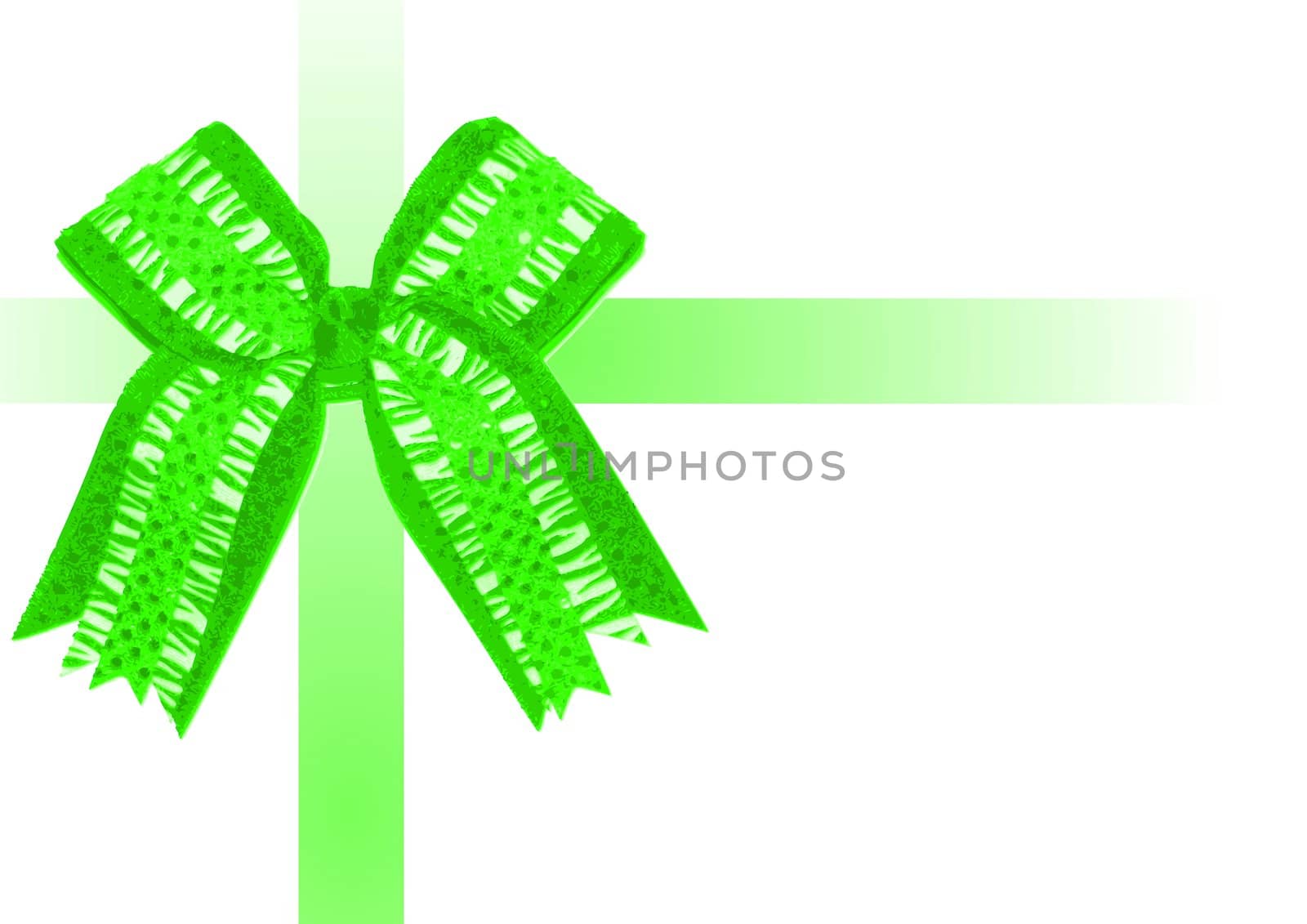 A green bow and ribbons wrapping the image as if it were a gift.