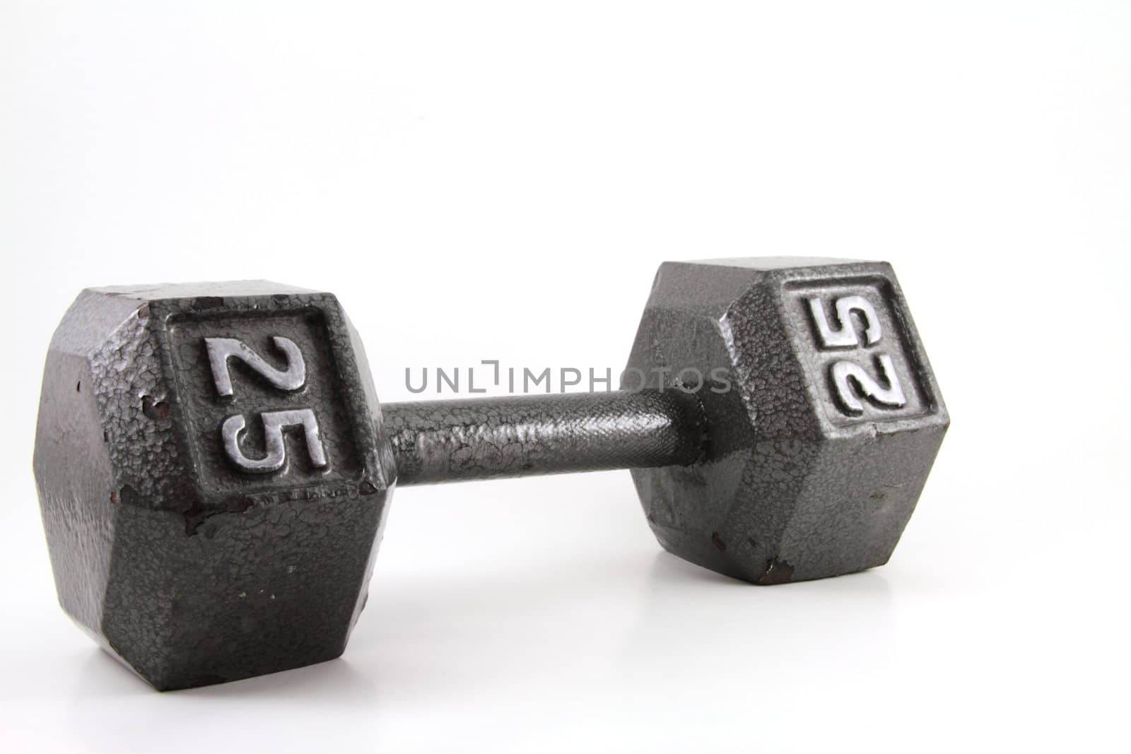 Grey hexagonal dumbbells isolaed with copy space
