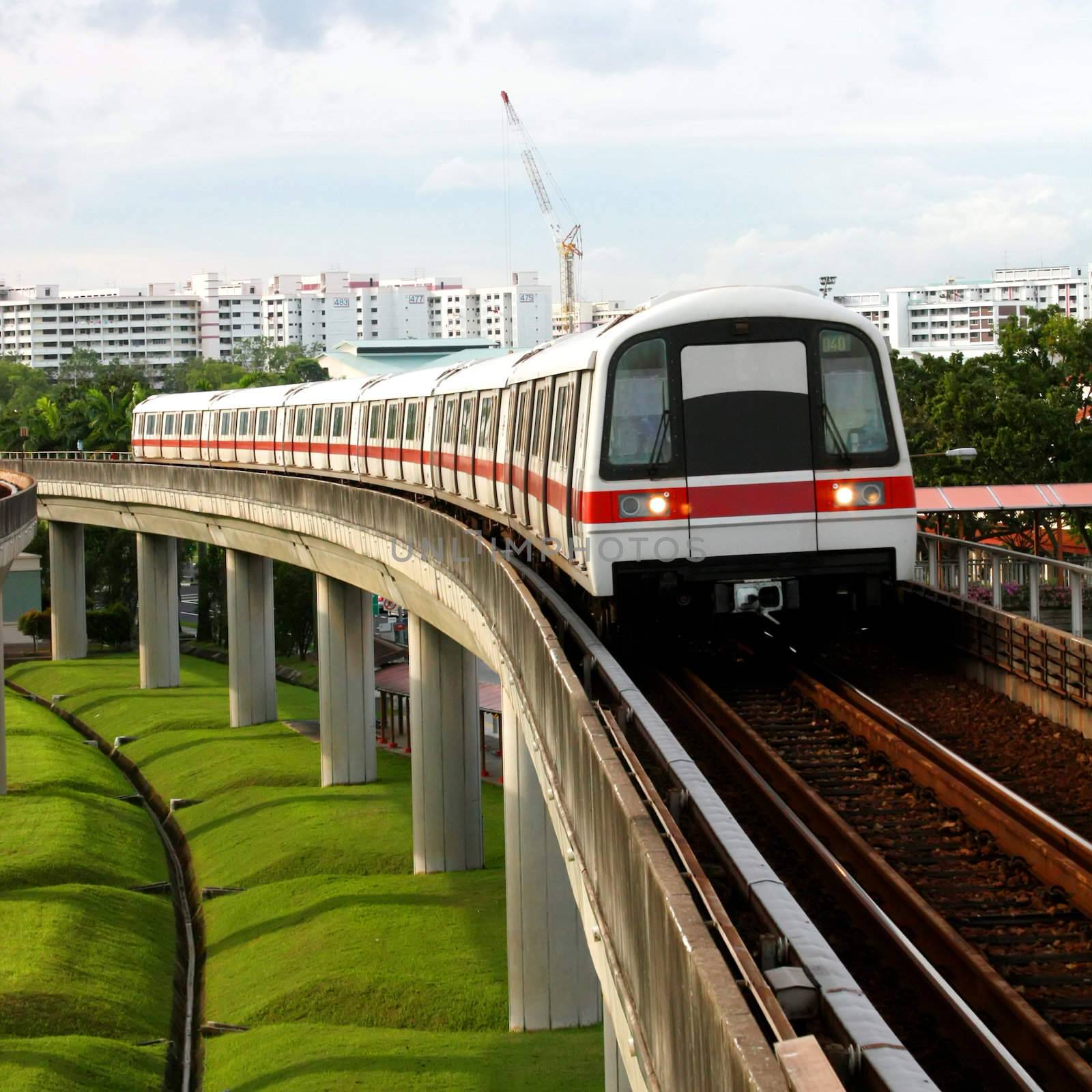 Public Subway Transport on Concrete Bridge View