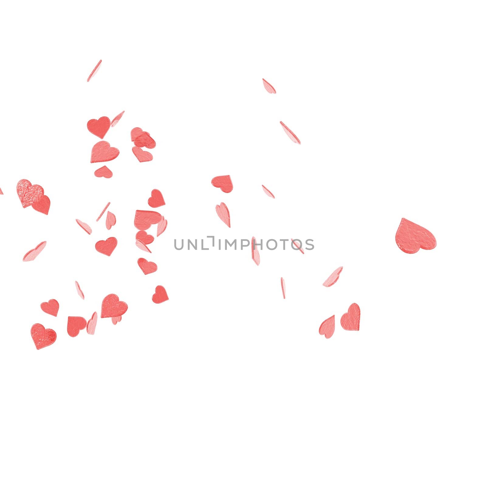 An illustration of a St. Valentines confetti failing from the sky.