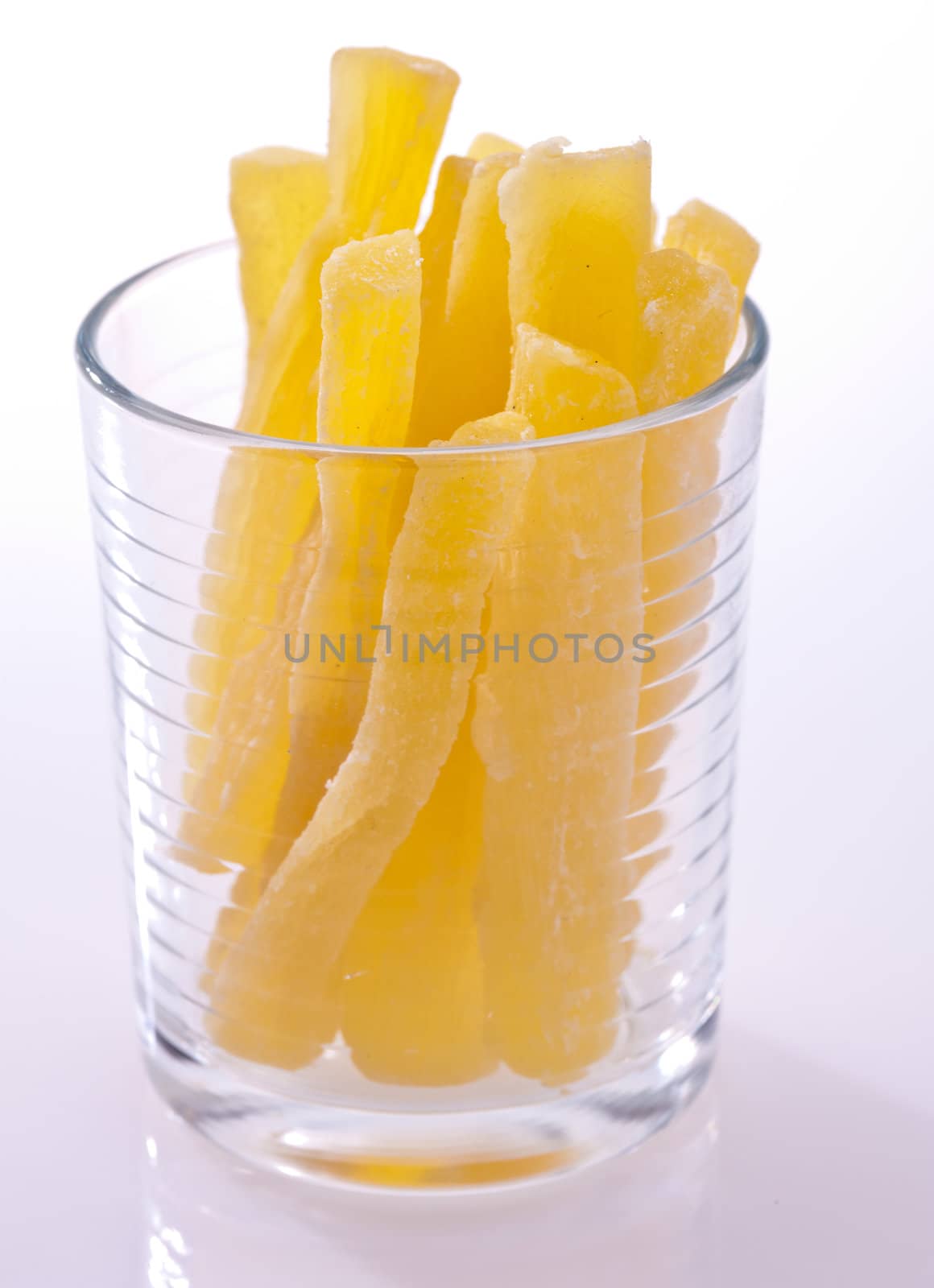 food series: dried melon sticks in the glass