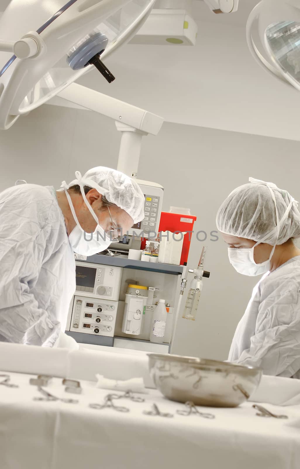 Two surgeons working at the operating room