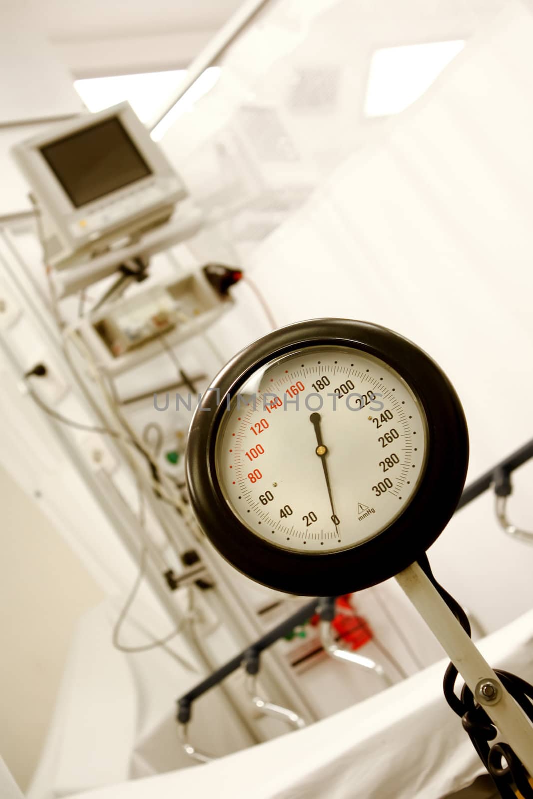 Blood pressure gauge at hospital room
