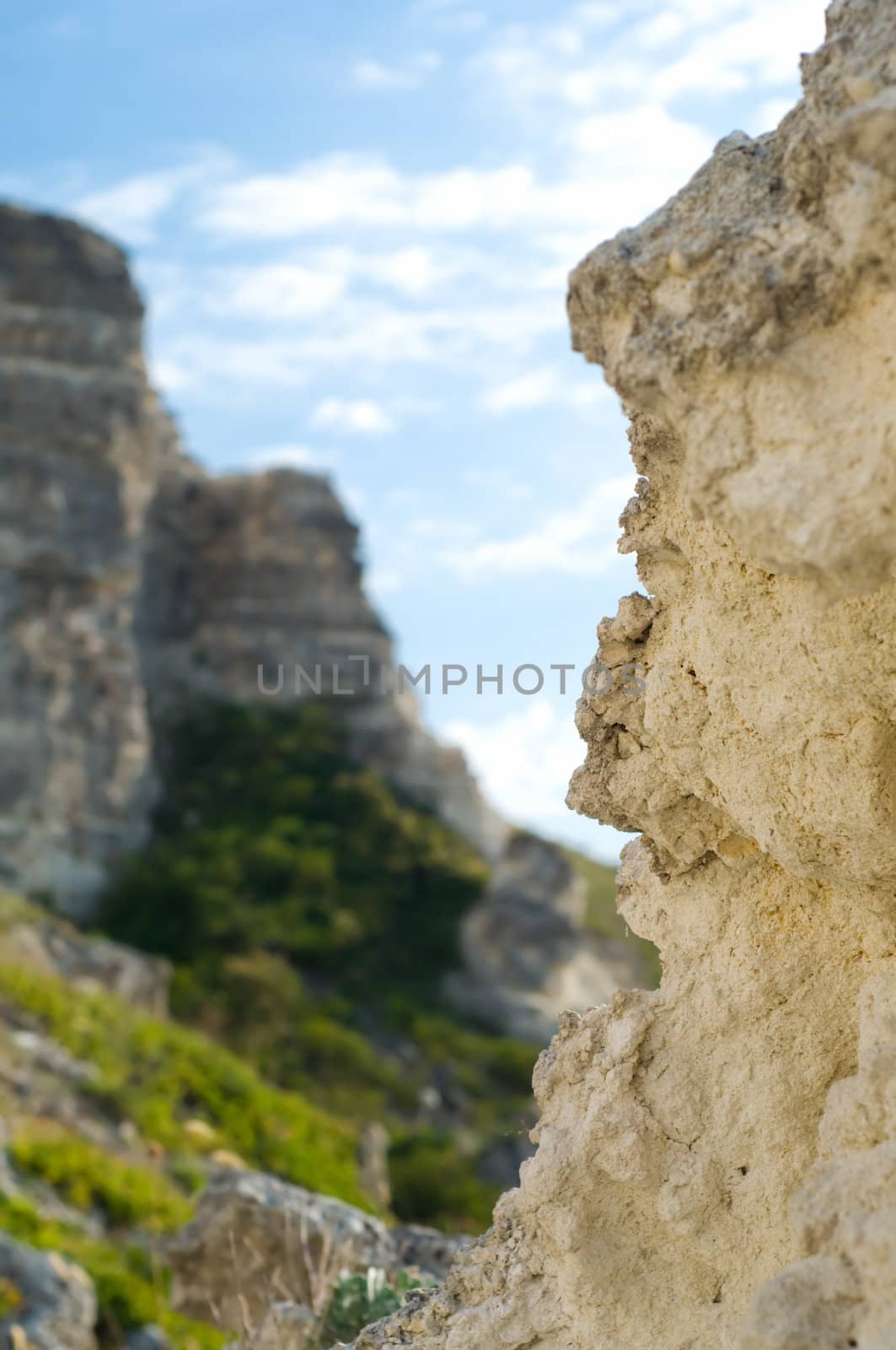 sandstone cliffs at the sea coast (Tarhankut, Crimea)