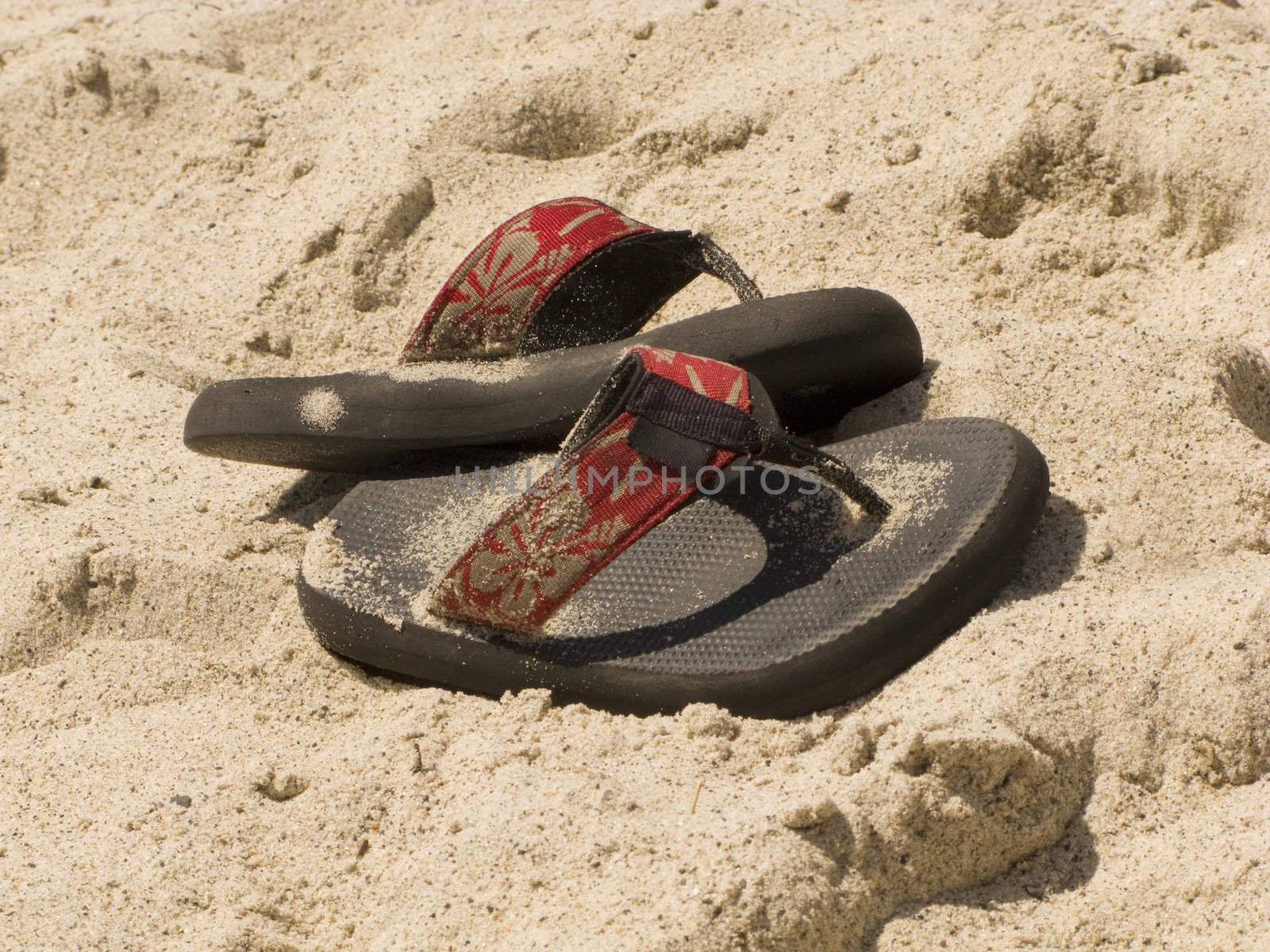 Sandals in the Sand on a San Clemente Beach