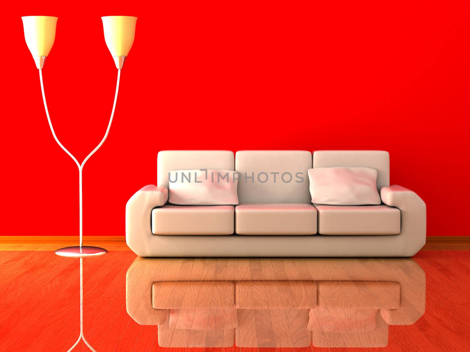 Interior of a living room. 3D image.