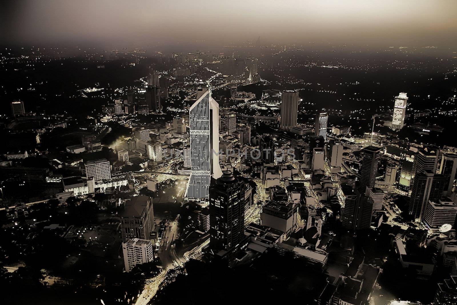  Cityscape of downtown Kuala Lumpur at night