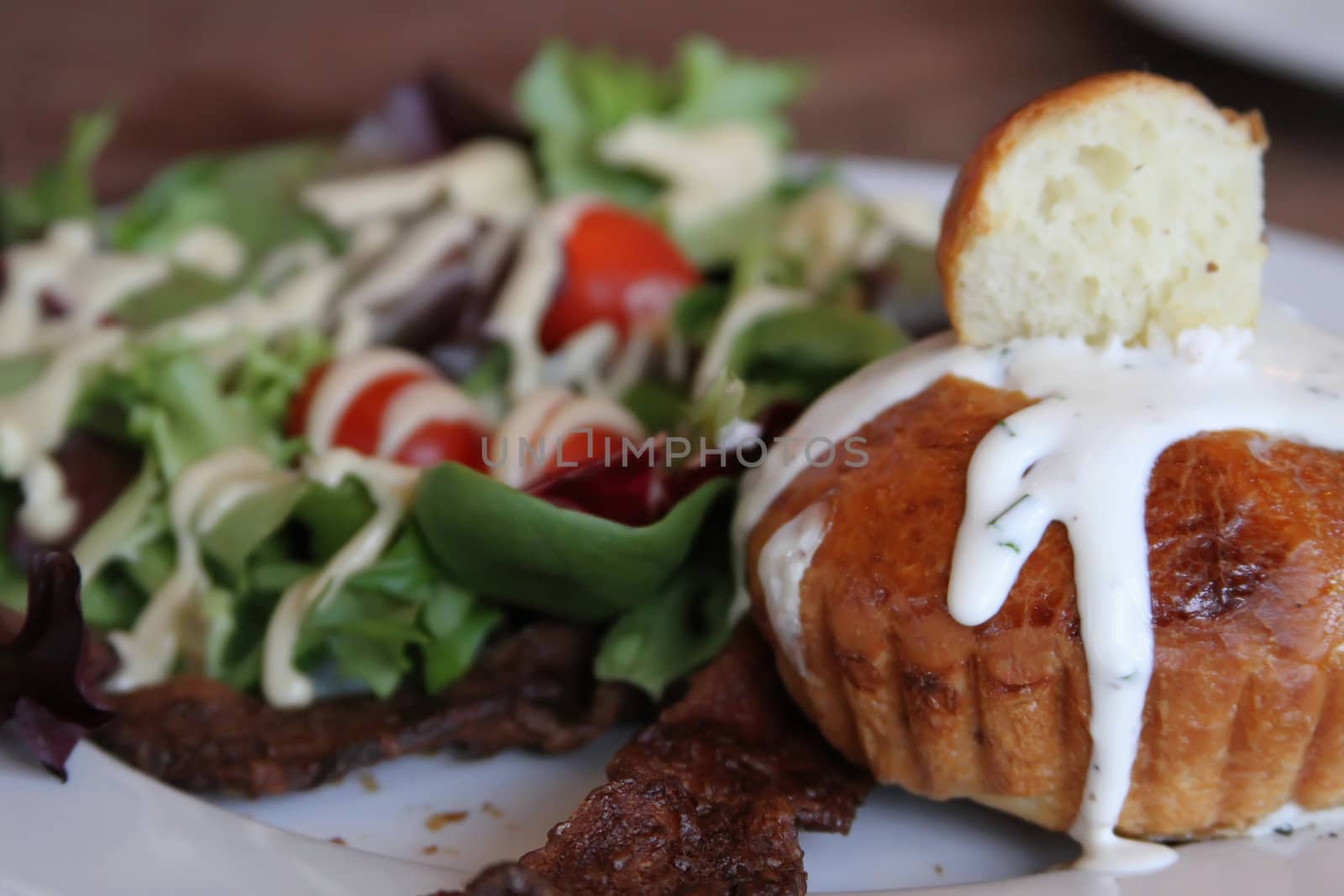 Chicken Pot Pie with Side of Salad and Dressing