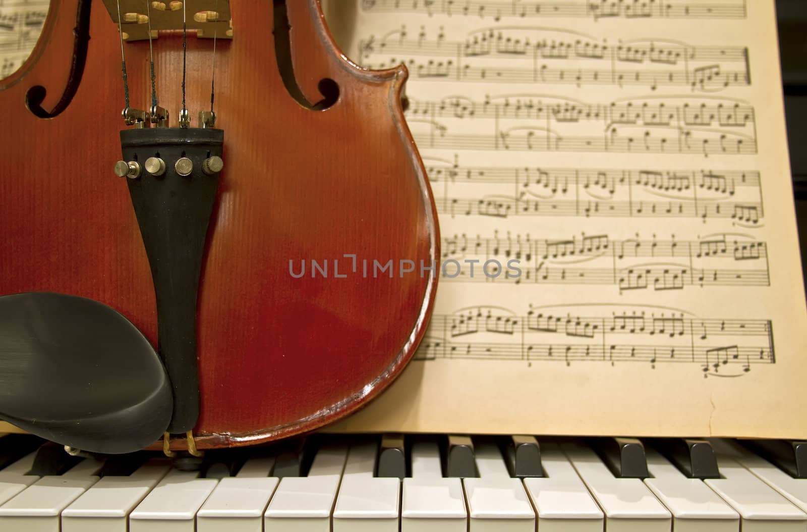 Violin Piano Keys and Music Sheets by Davidgn