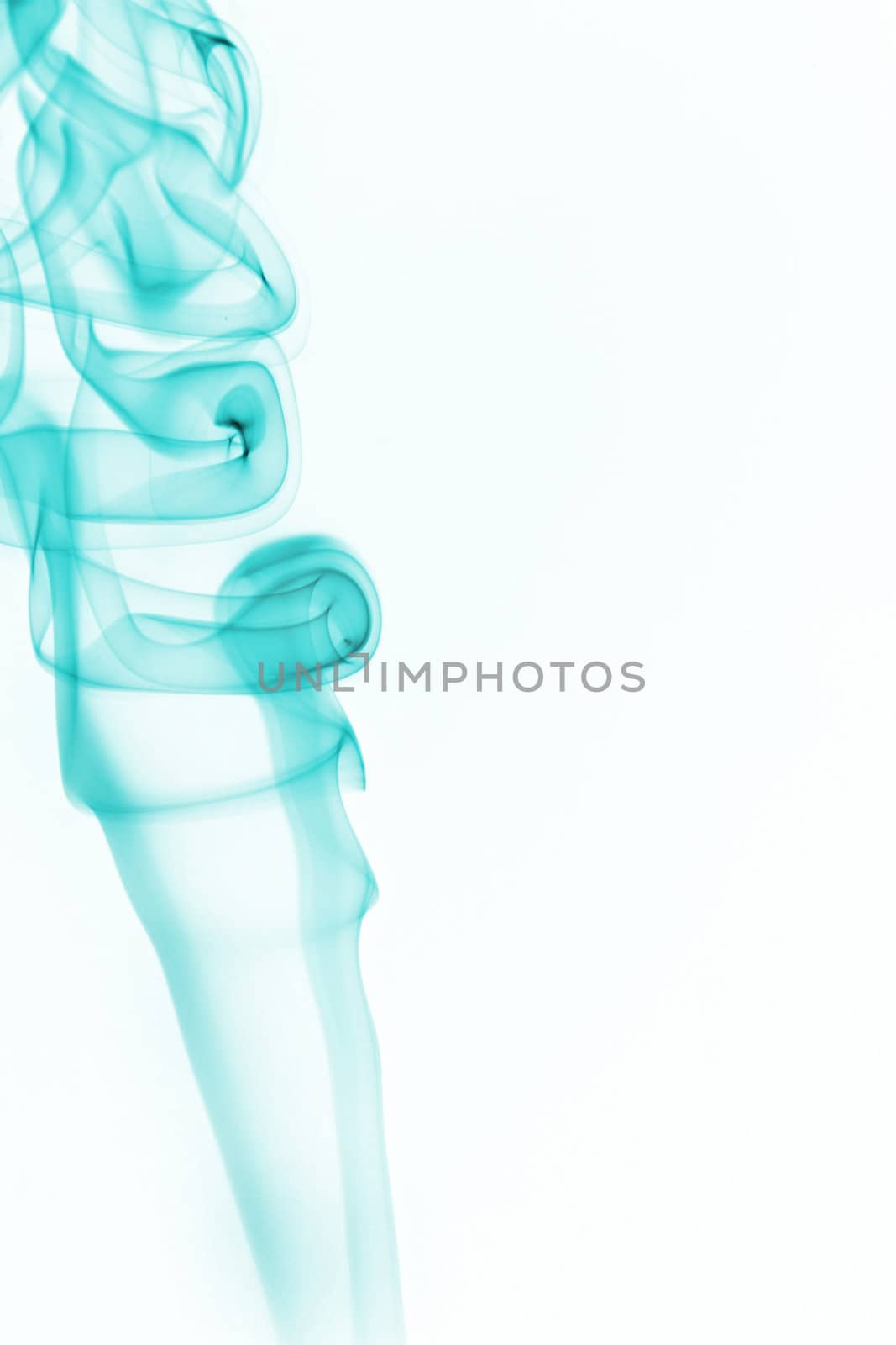 blue green smoke isolated on white background copy space
