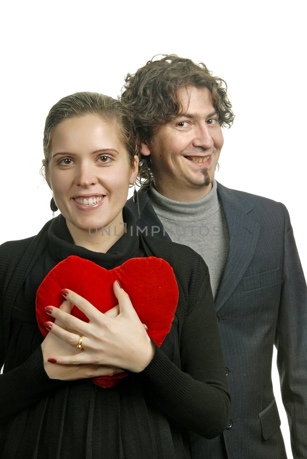 young couple portrait, isolated on white background