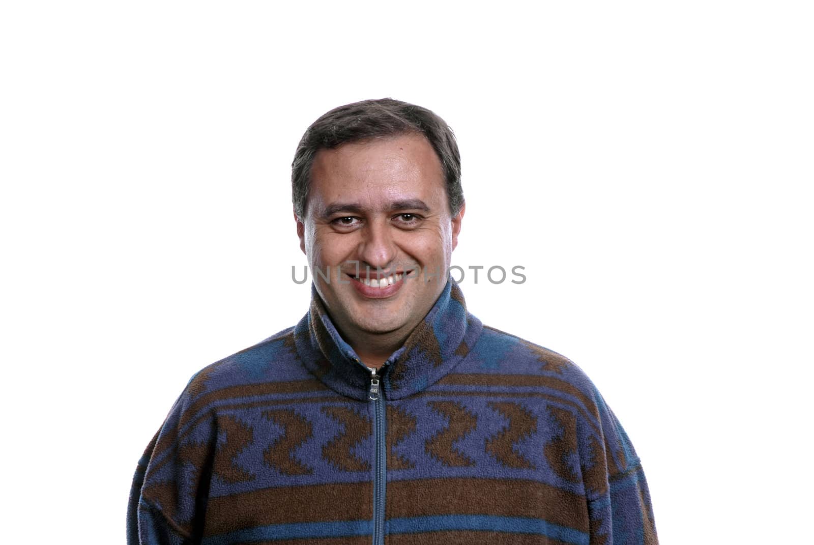 happy casual man portrait in white background