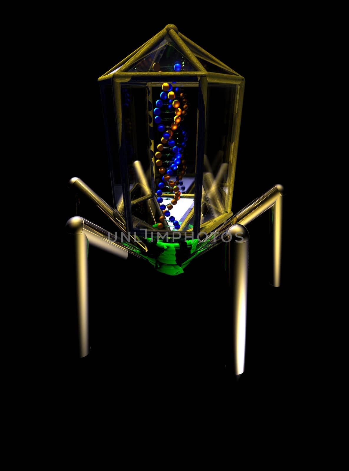 A conceptual image of a virus isolated on black.