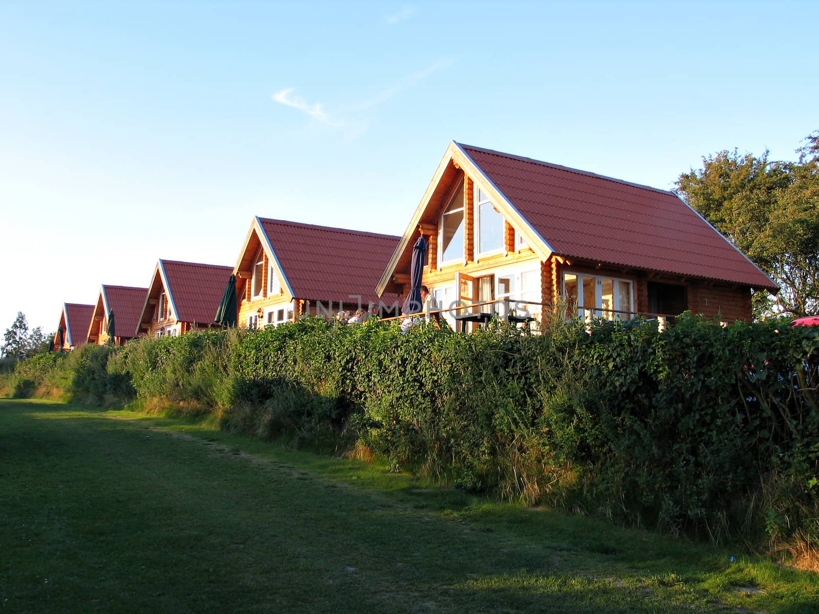 Wooden summer houses in a vacation village