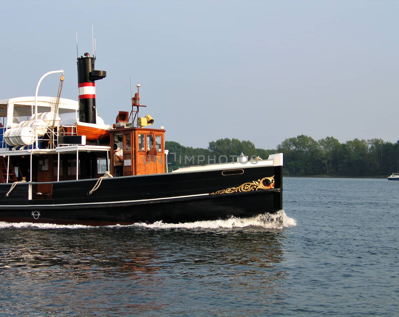 Old decorated beautiful steam river boat