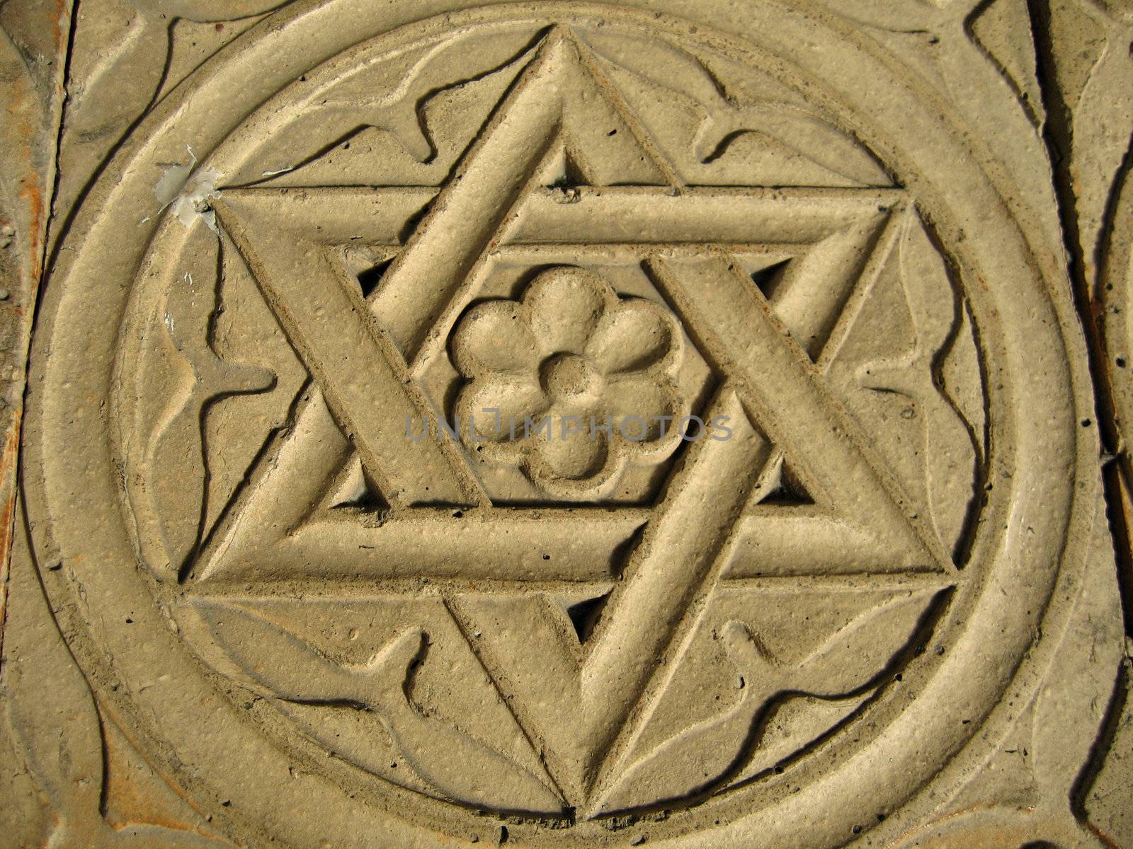 Star of David engraved in stone - symbol of Judaism