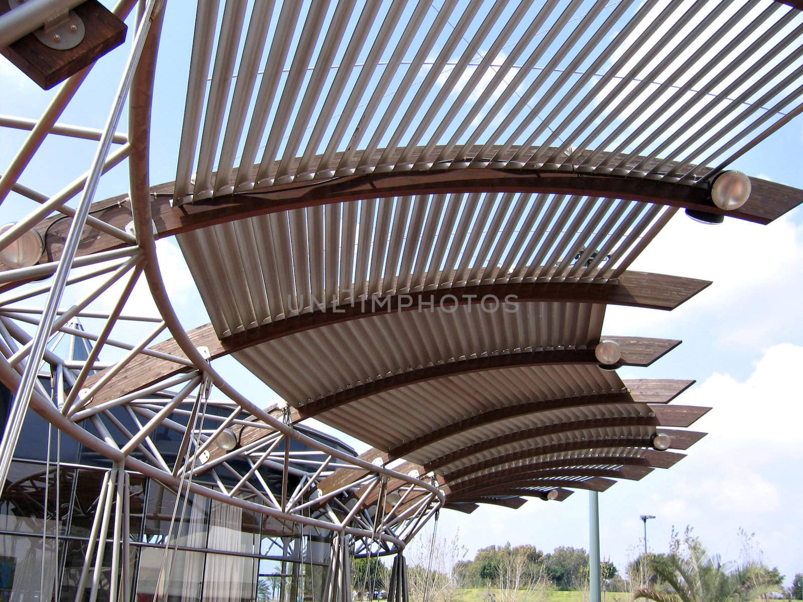 Modern design pergola arbor made of metal and wood